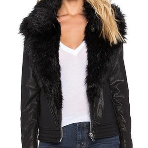 Faux leather, faux fur jacket